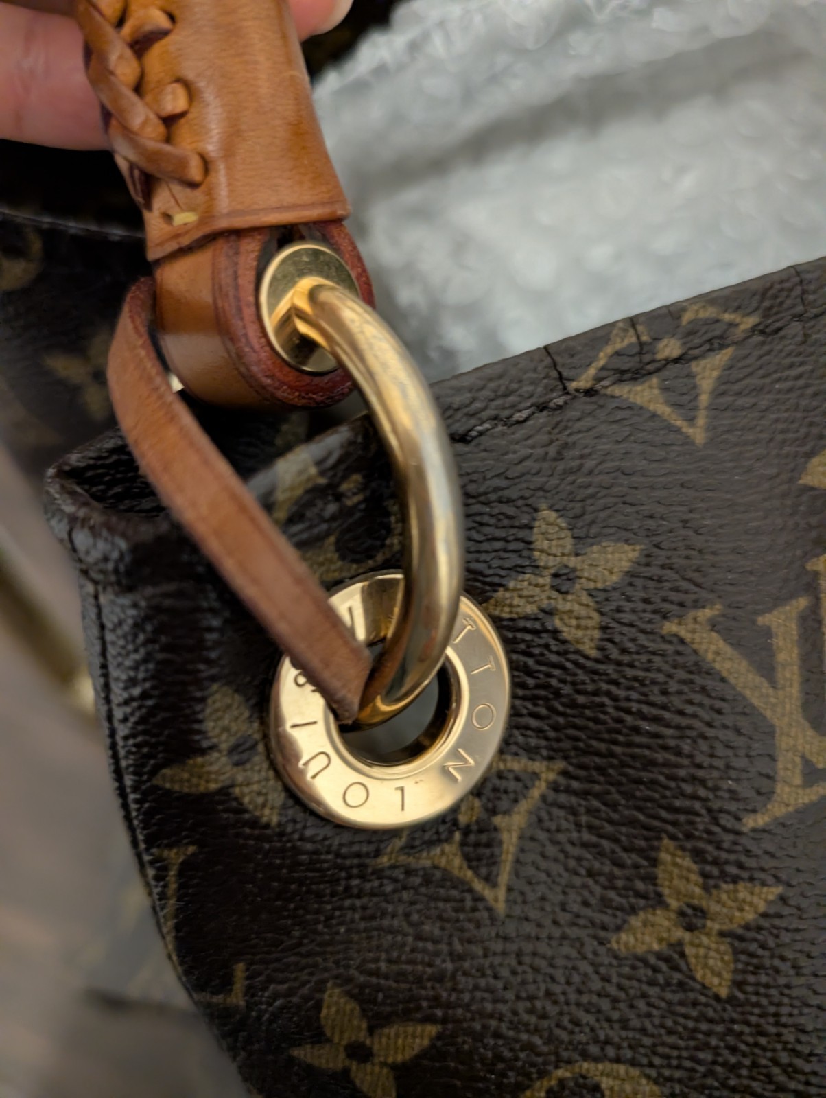 Louis Vuitton Monogram Large Shoulder Bag Brown Braided Handle Detachable Strap