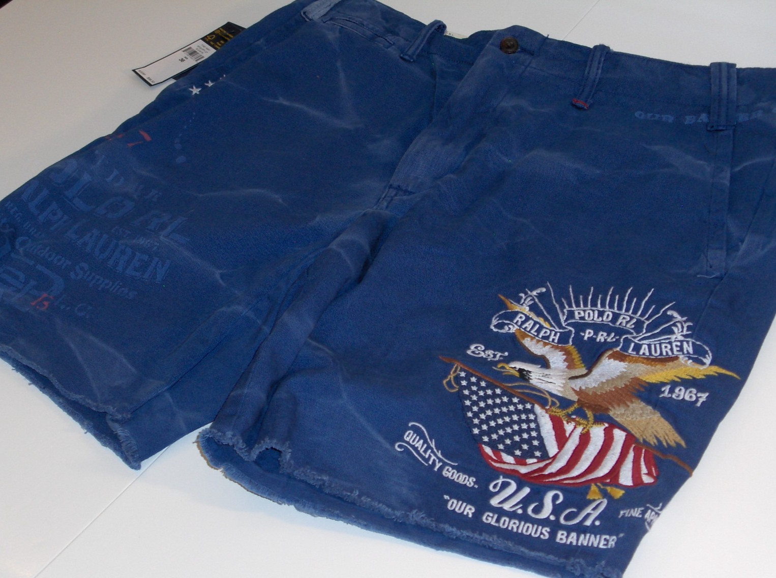 POLO RALPH LAUREN Men’s Eagle USA Flag Vintage Straight Fit Flat Front Shorts