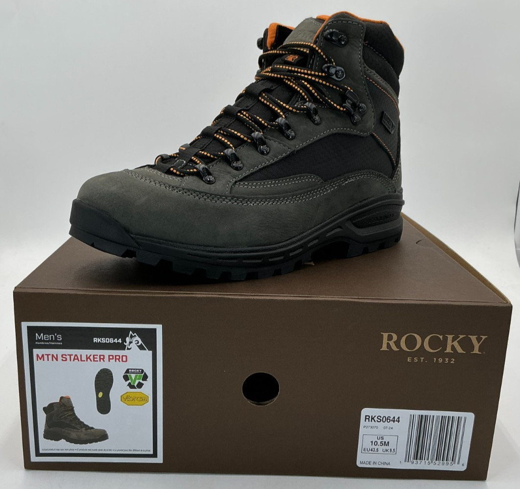 Rocky MTN Stalker Pro Men’s Size 10.5 Charcoal Waterproof Hiker Boots NIB