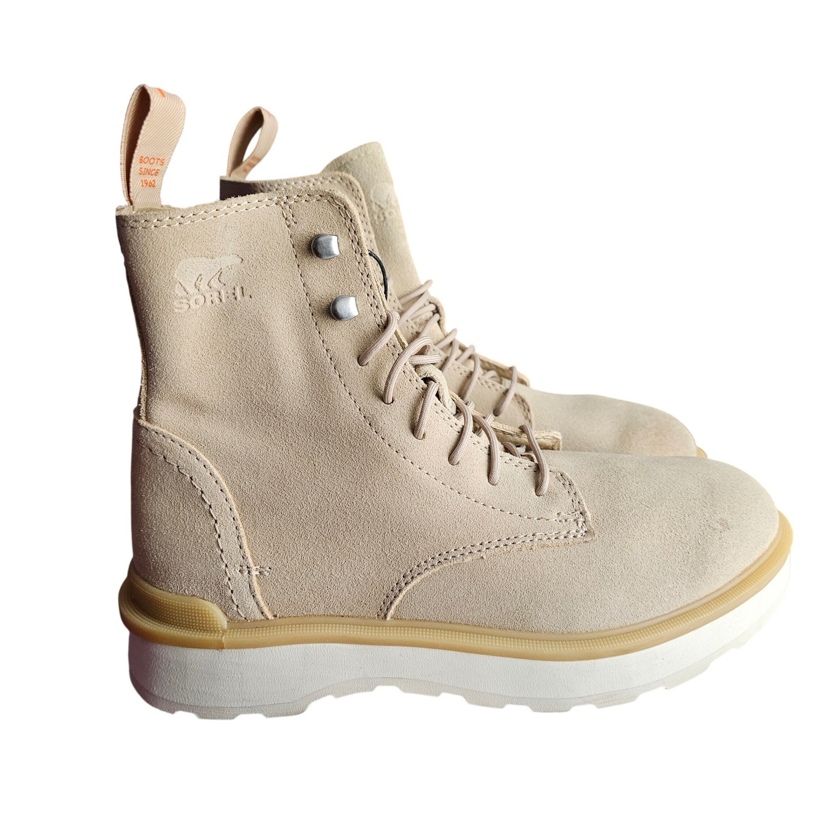 SOREL Hi-Line Lace-up Mid-Shaft Lug-Sole Booties – US Size 7.5 Ceramic – #884