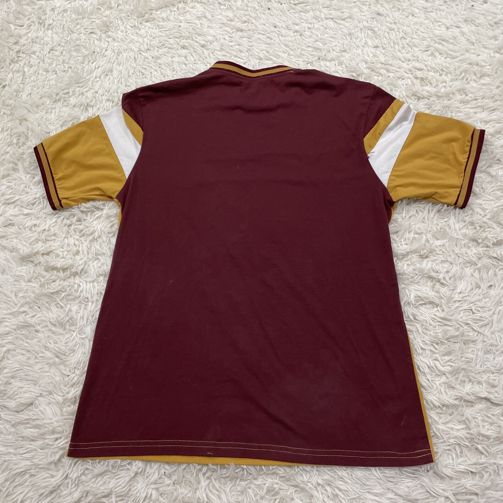 Brooklyn Laundry Retro 70s MCM Shirt Men M T Shirt Maroon Gold Cut & Sew Tee