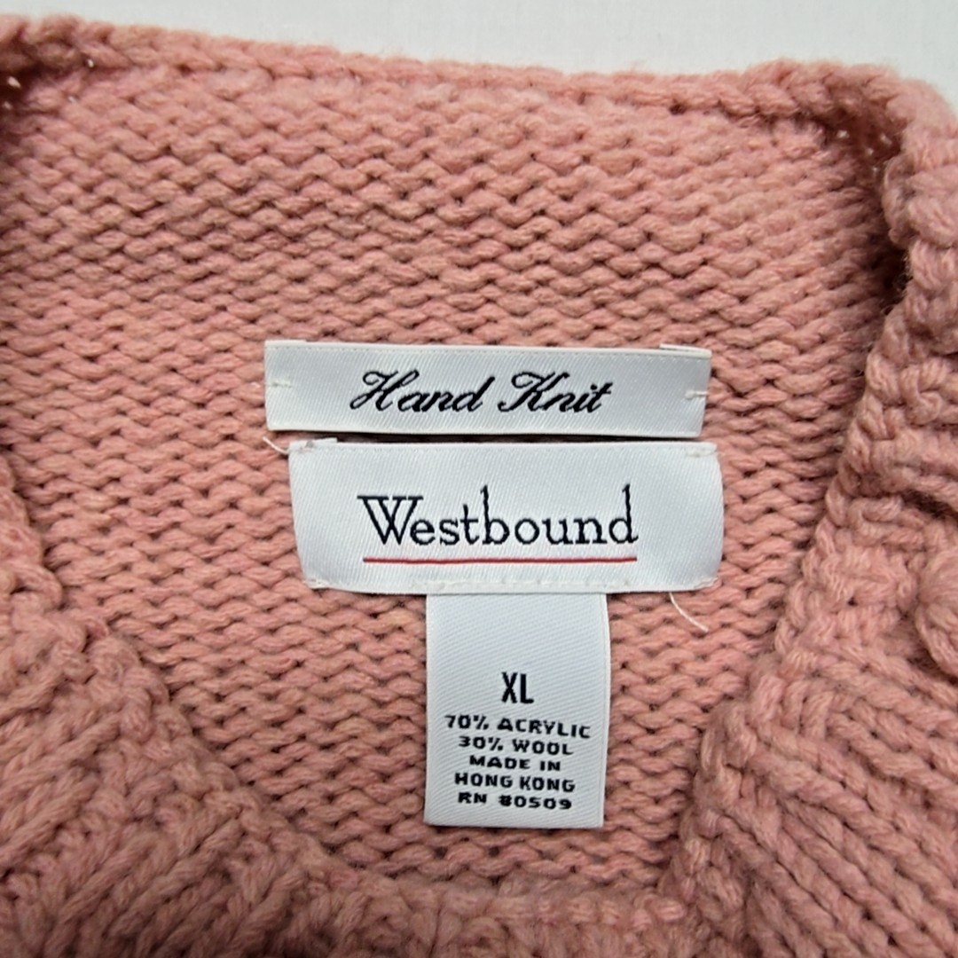 Vintage Westbound Hand Knit Pink Sweater XL Women’s Acrylic Wool Blend 90s