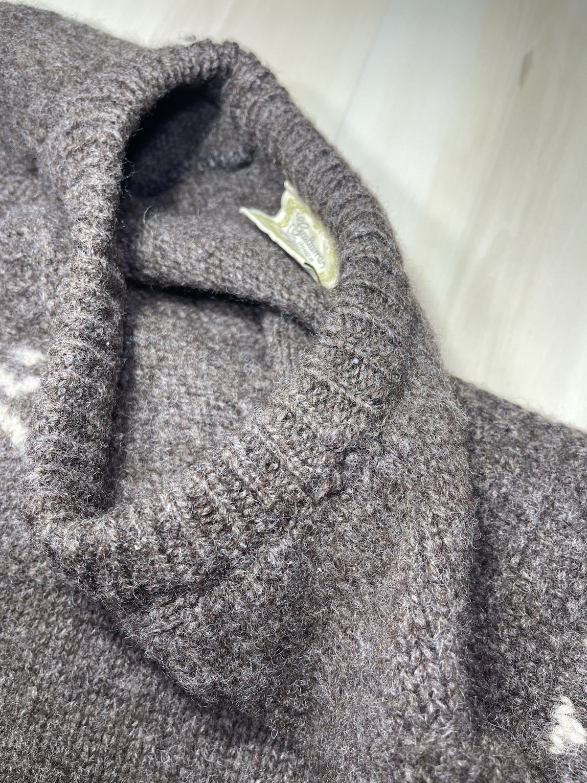 Vintage GAELTARRA Hand Loomed WoolSweater Size 42 (107cm) Brown & Cream Ireland