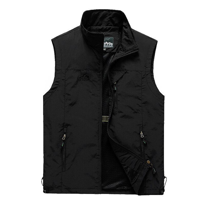 Mens With Pockets Zipper Vest Casual Waistcoat Sleeveless Sport Tops Mesh Lining