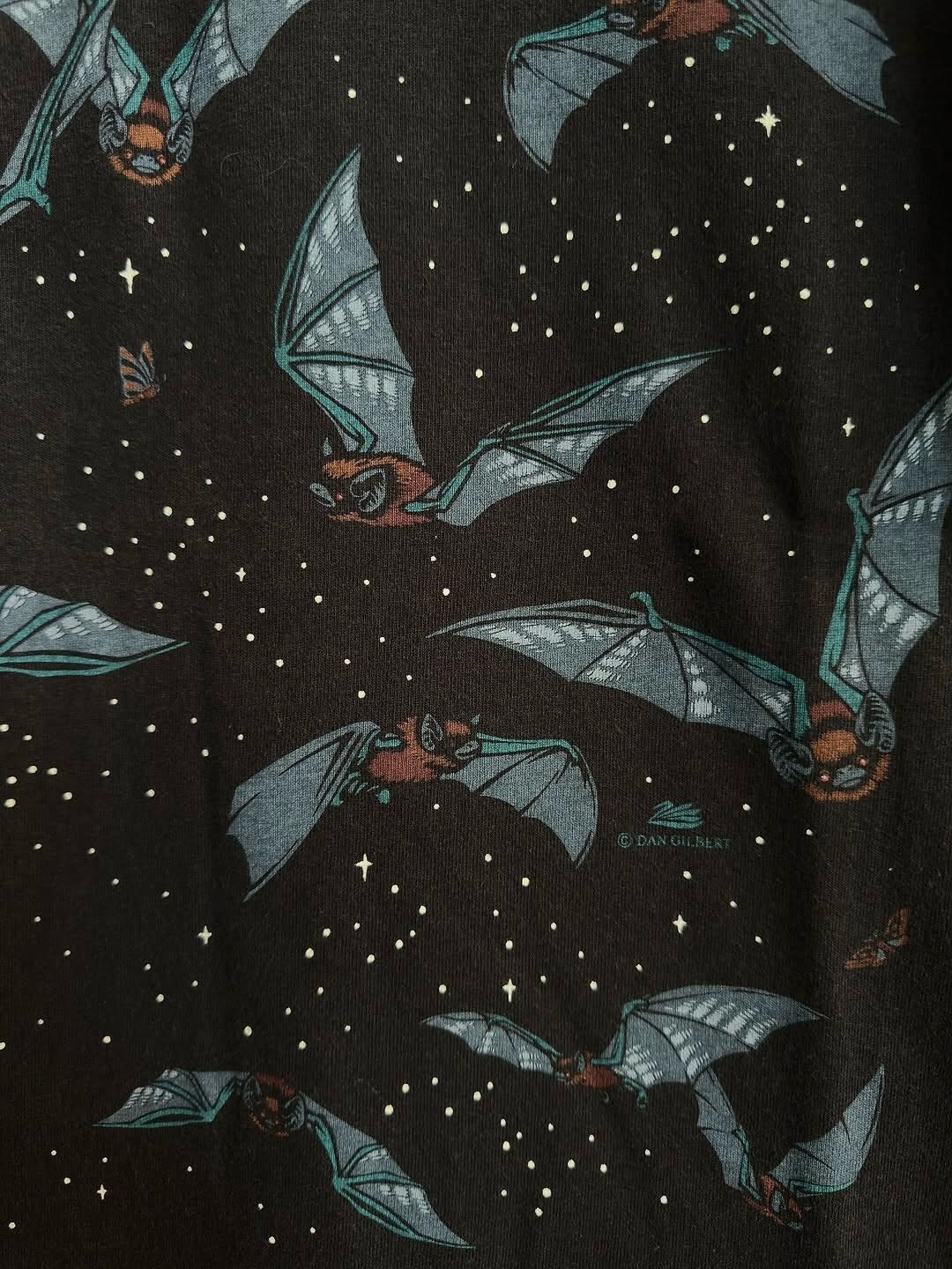 Vintage 90s Bat Moon Night Sky Double Side Single Stitch Fruit of the Loom XL