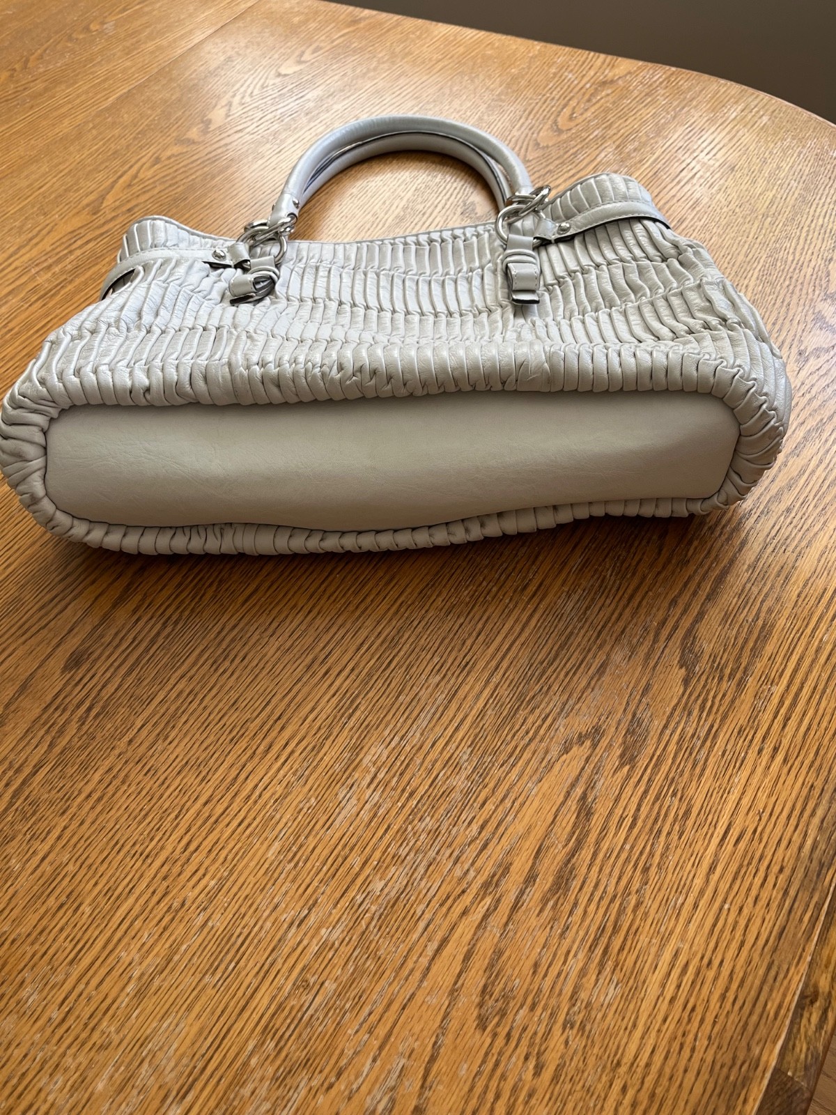 Coach Madison Gathered Leather Sophia Satchel Bag Ivory Bone 16362 Gently Used