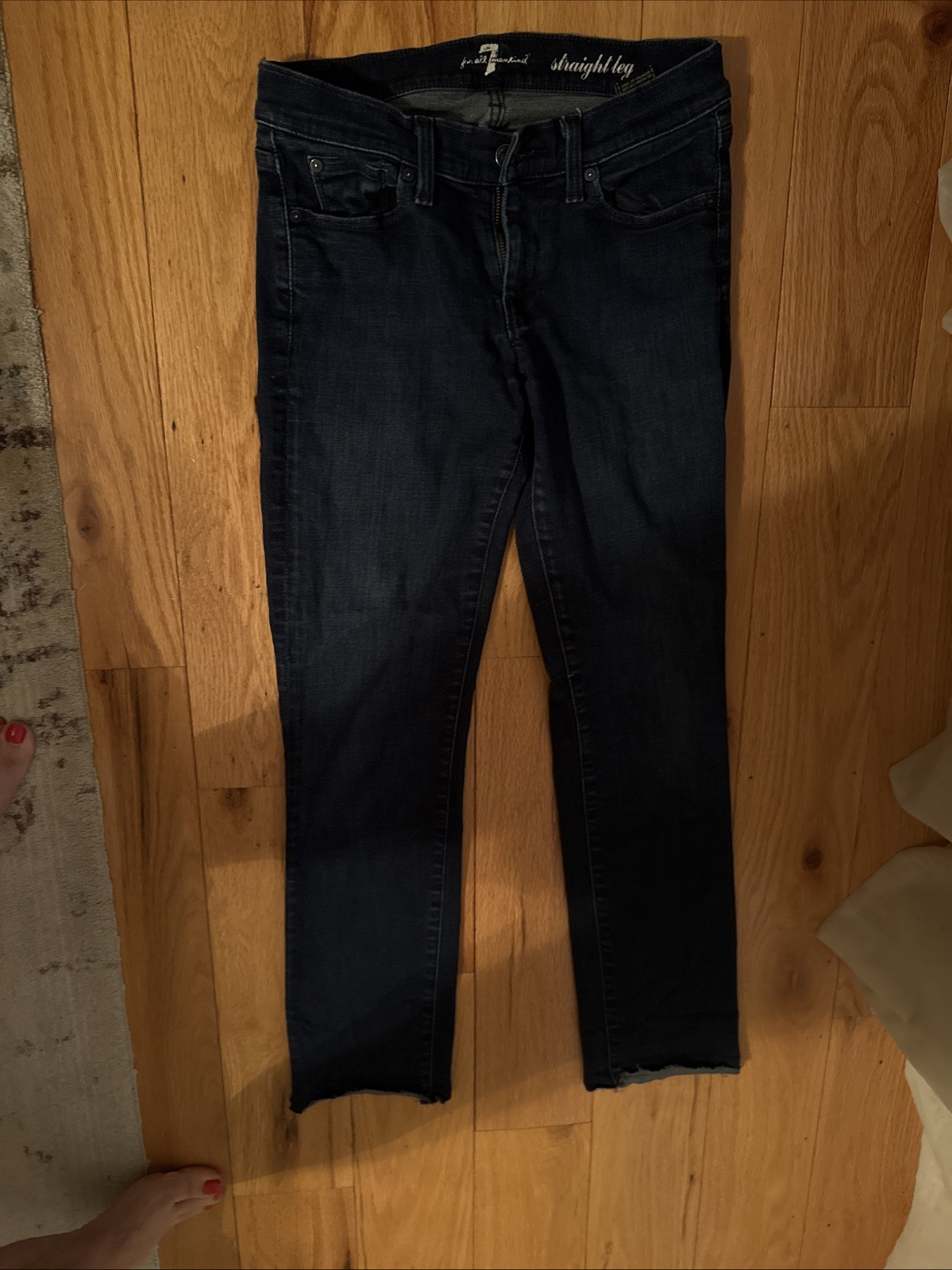 7 for all Mankind Straight Leg Jeans Women’s Size 28 Inseam 36 Dark Wash Stretch
