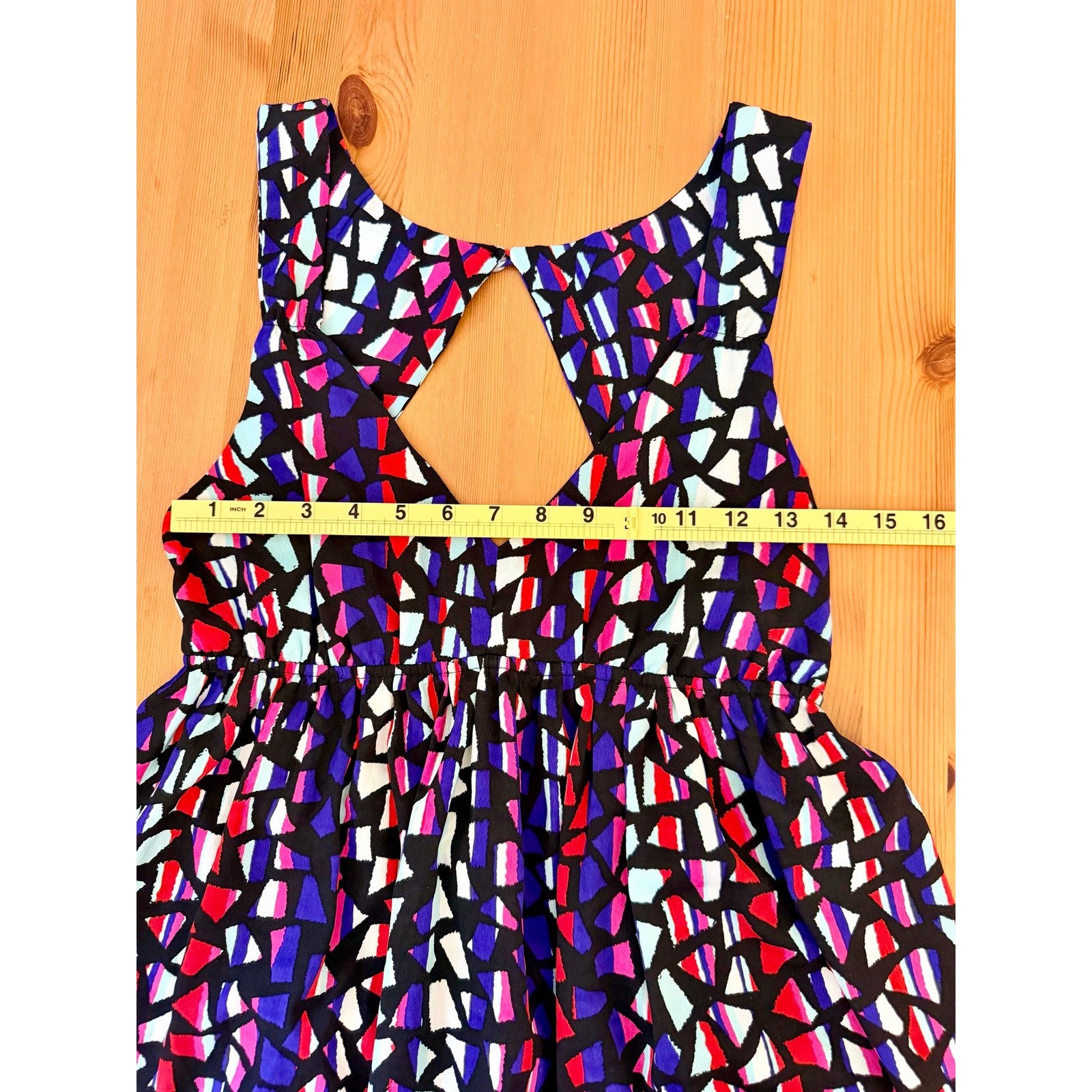 Roxy Love Seeker Dress Large Geometric Print Open Back Fit & Flare Mini Dress