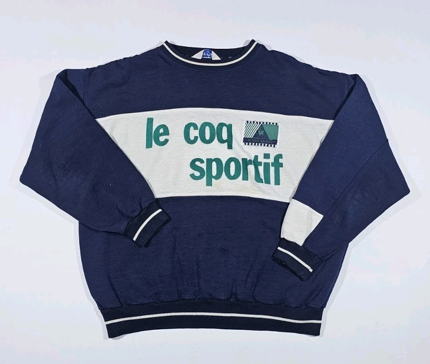 Vintage Le Coq Sportif Men’s Large Sweater ( L ) Blue Long Sleeve Pullover
