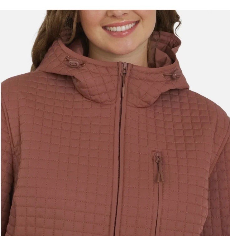Lands’ End Women’s Inside Pocket Adjustable Hood Quilted Jacket, Red, Size L