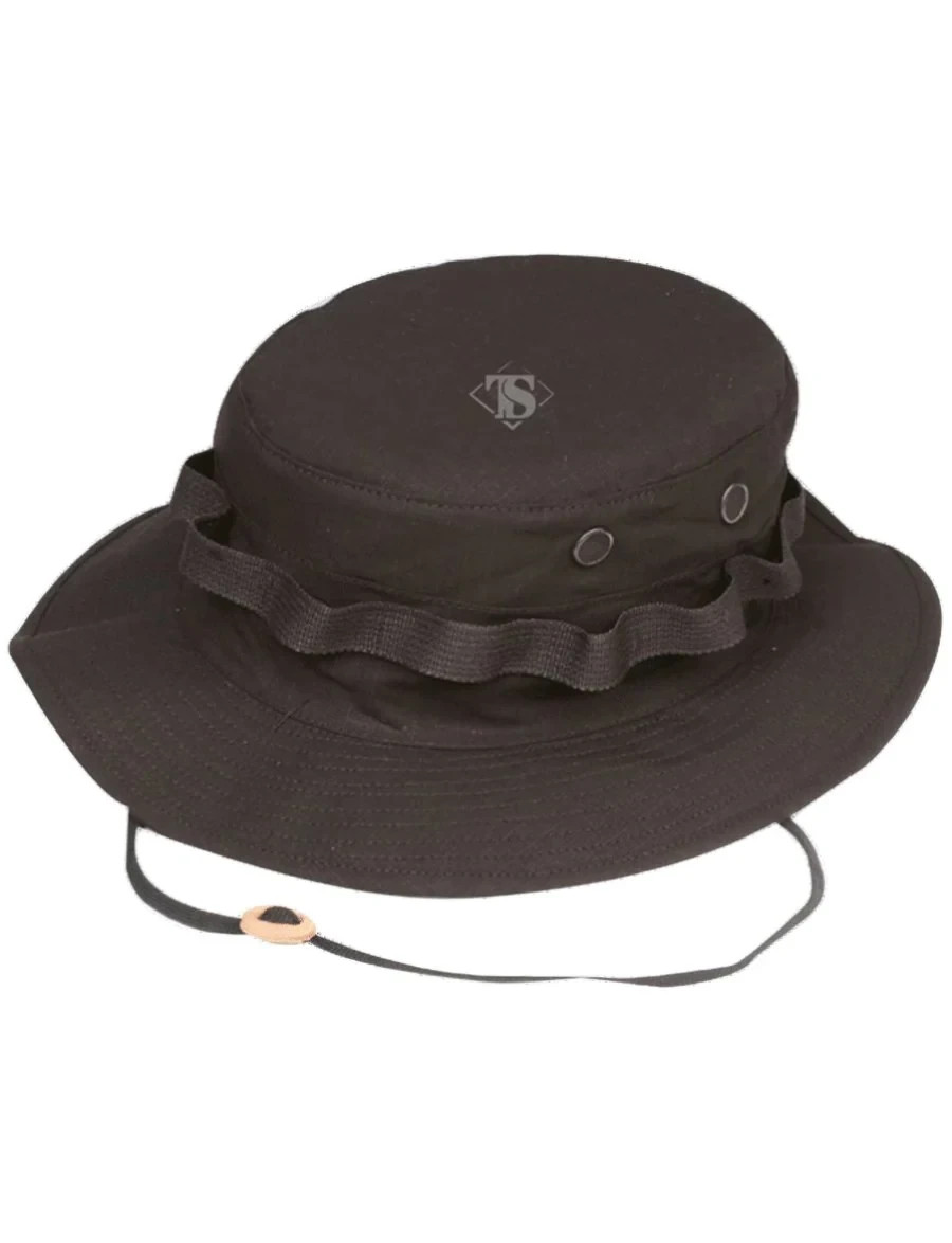 Tru-Spec Black Gen-II Adjustable Boonie Hat Poly-Cotton Rip-Stop Material TS3205
