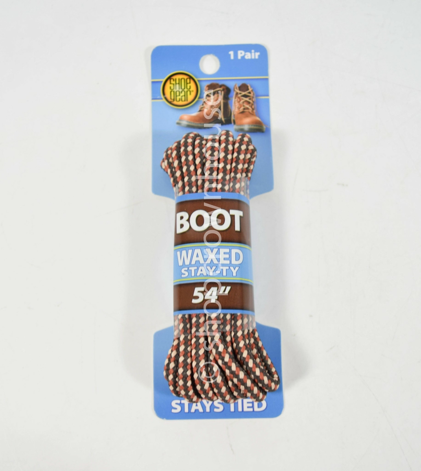 2 Pairs Shoe Gear Waxed Stay-Ty 54″ Boot Laces BLACK/BROWN/CREAM #311-44