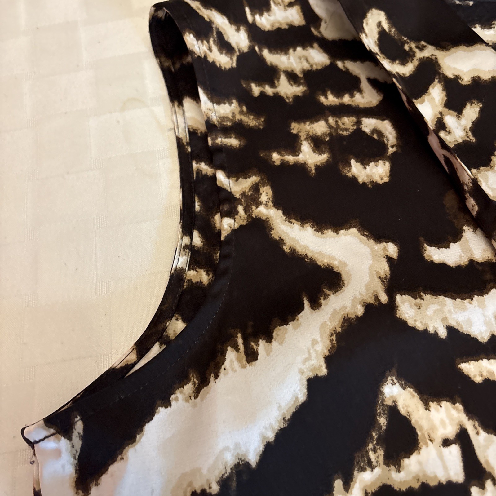 Calvin Klein Zebra Print Brown & Cream Print, Bow Tie V-Neck Button Sleeveless