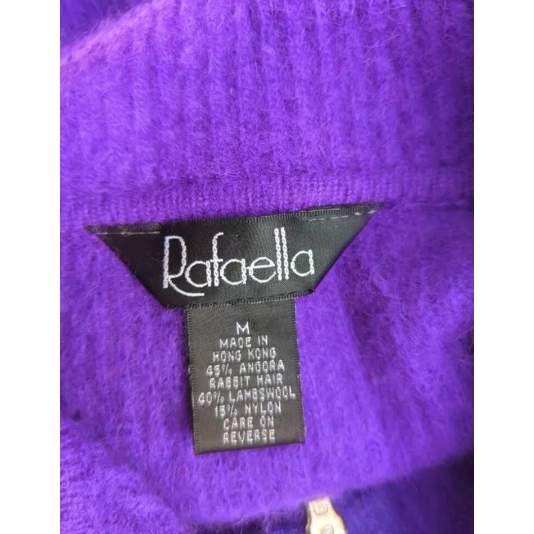 VINTAGE PURPLE 45% ANGORA FRONT HALF ZIP RAFAELLA SWEATER HONG KONG