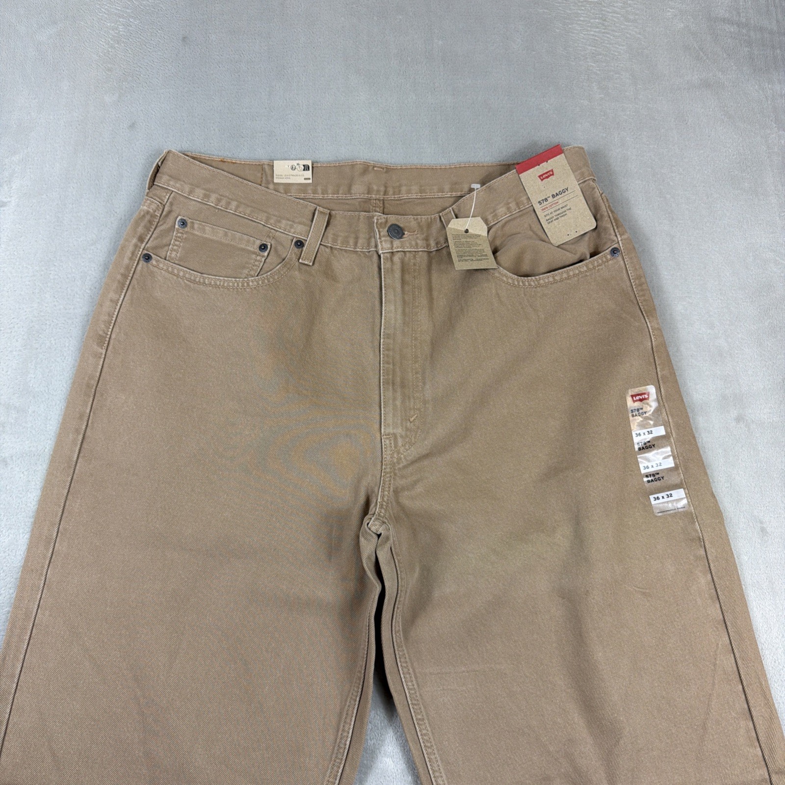 Levi’s 578 Baggy Denim Jeans Men’s Size 36×32 Tan/Khaki Cotton