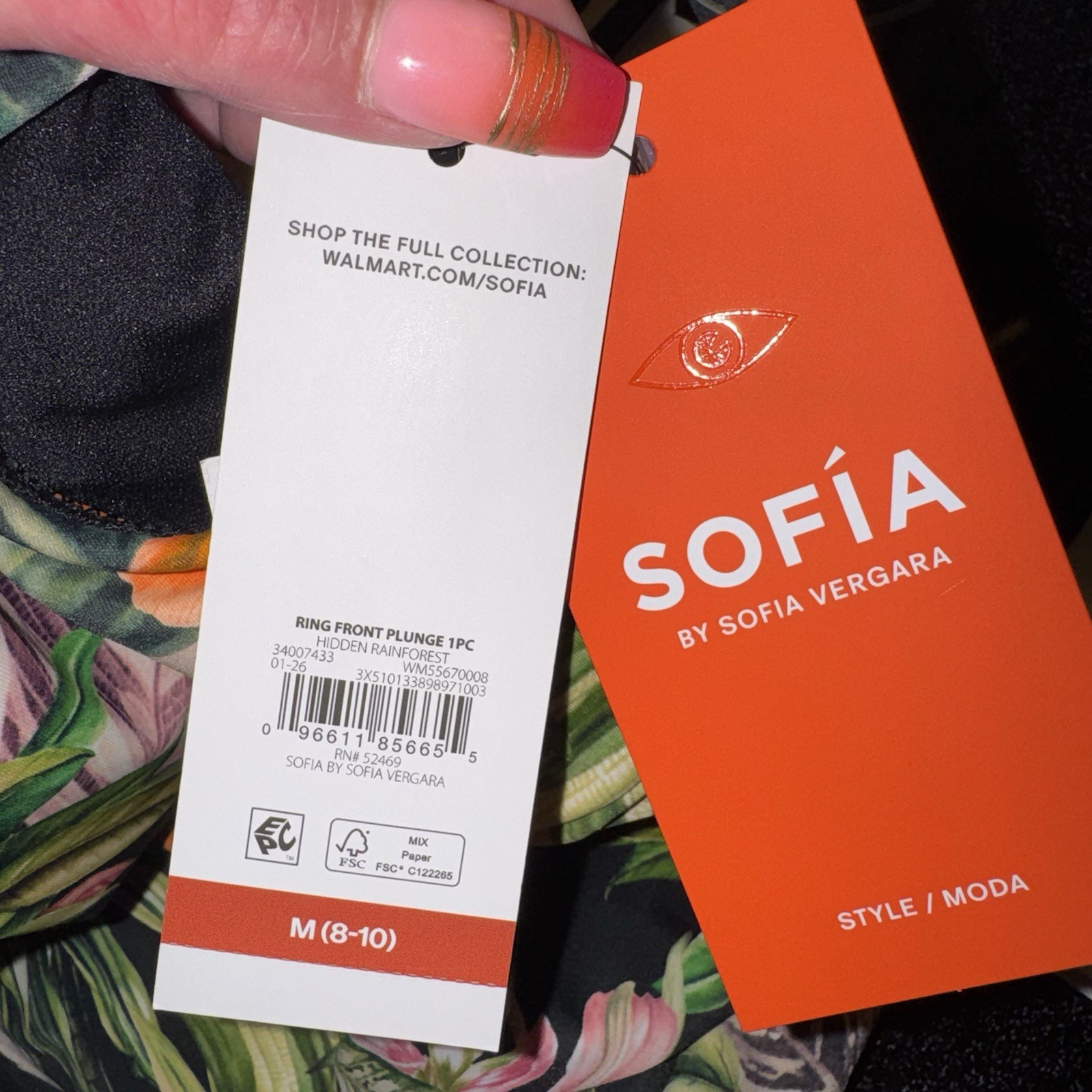 Sophia By Sophia Vergara Ring Front Plunge One Piece Swimsuit – Medium – NWT