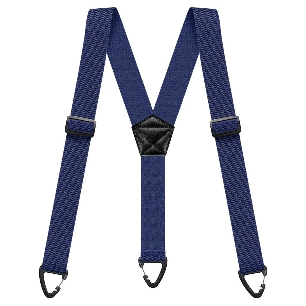 Heavy Duty Suspenders for Men Work Biker Outdoor 3.8cm Wide X-Back with 4 Snap H