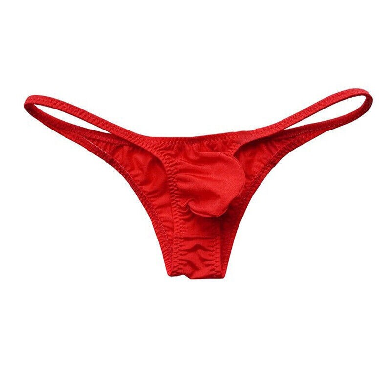 Mens Ice Silk Briefs Sexy Low Rise Pouch Thong Underwear Bikini UnderpantPanties