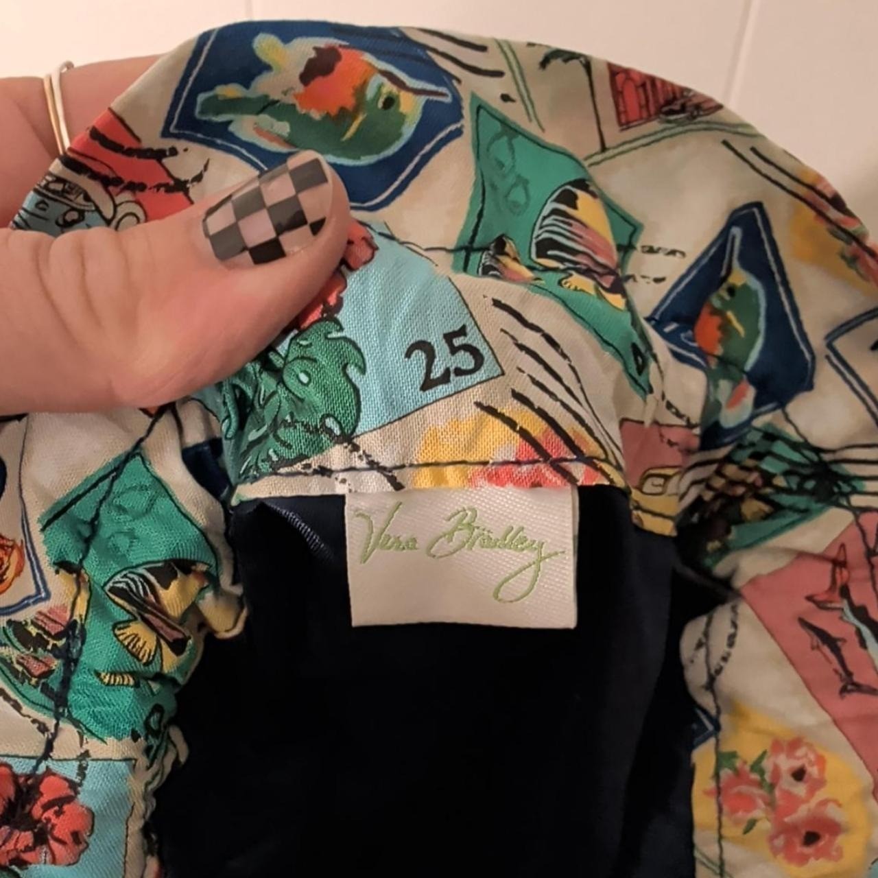 Womens Vera Bradley Multi Cuban Stamp Drawstring Bag OS Excellent Travel Pouch