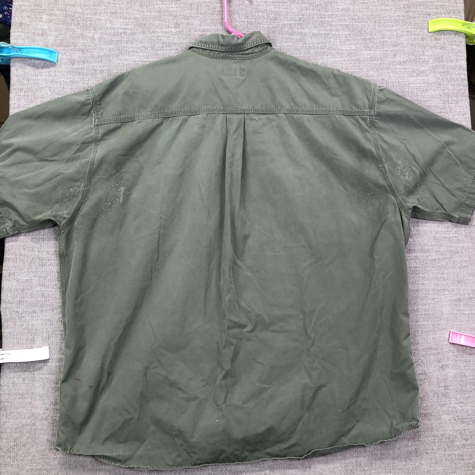 Carhartt Shirt Mens 2XL Green Solid Short Sleeve Button Front Casual Workwear