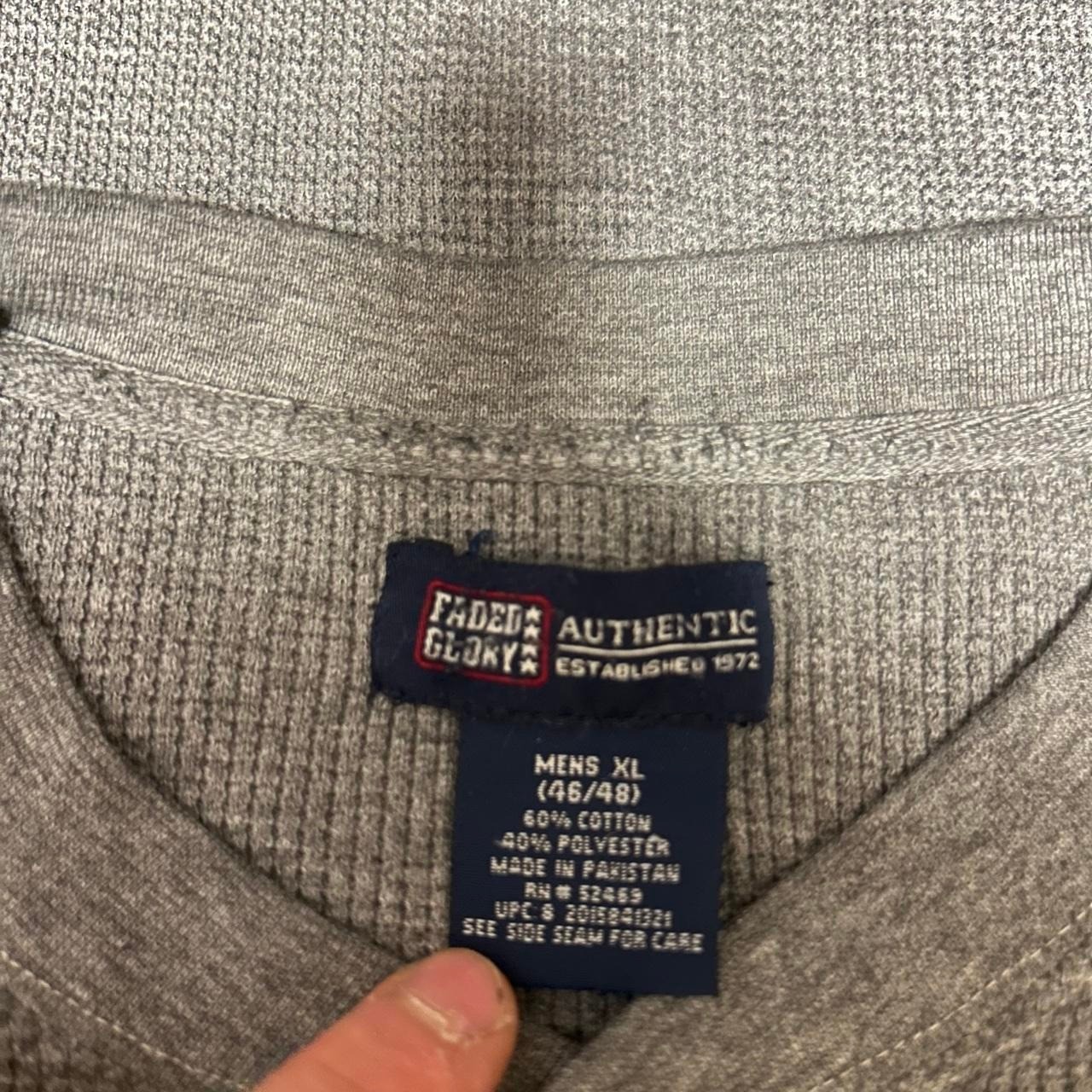 Faded Glory Vintage 2000s Waffle Knit Thermal Henley Shirt Grey Mens XL