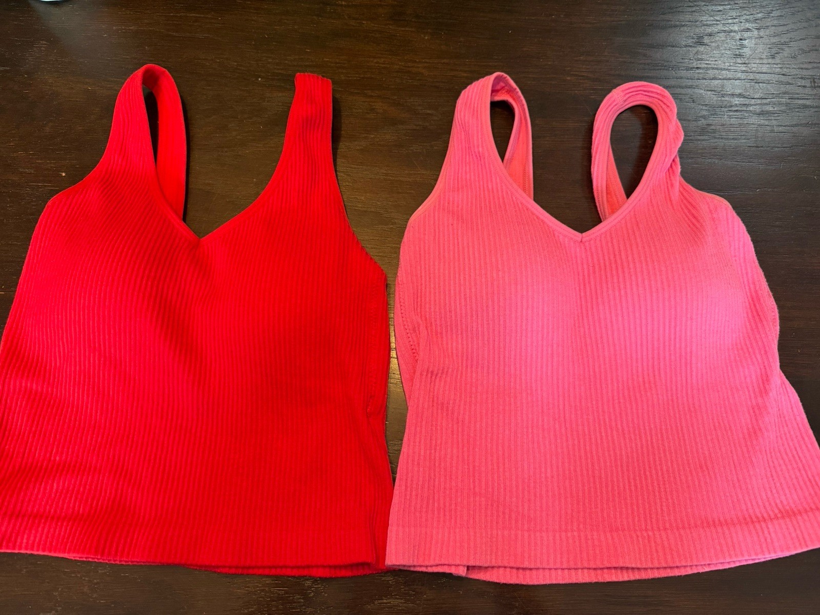 Altar’d State Revival Tank Top Red/Pink Ribbed Built In Bra One Size Lot (Small)