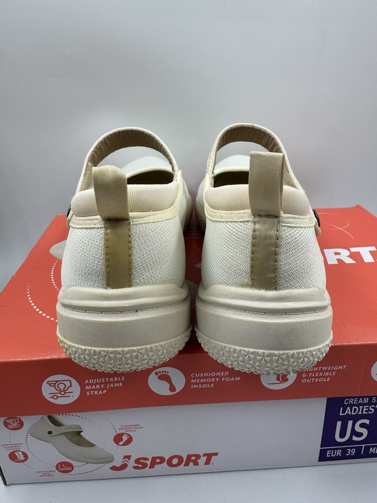 Jsport Womens Shoes Beige Mary Jane Memory Foam Contoured Arch Lightweight 8