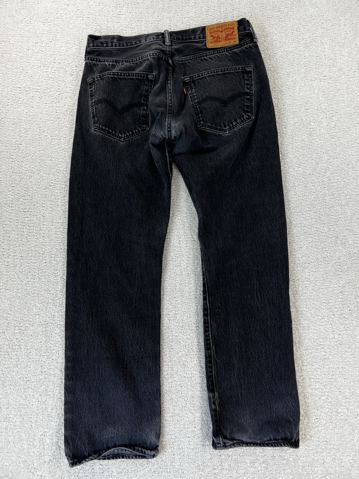 Levis 501 Original Fit Washed Black Jeans Mens 32 Button Fly Denim SKU 0050