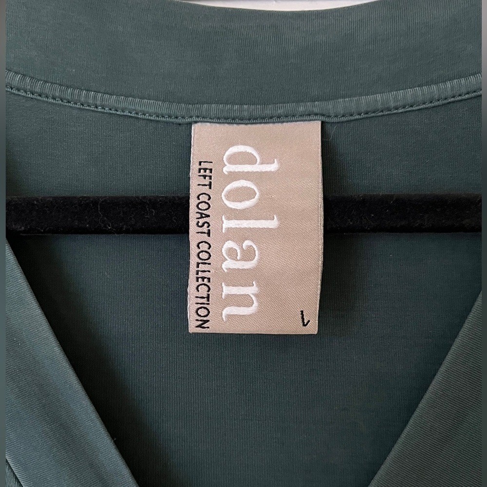 Anthropologie Dolan Left Coast Tegan Green Cupro Tunic Dress V Neck Sz L