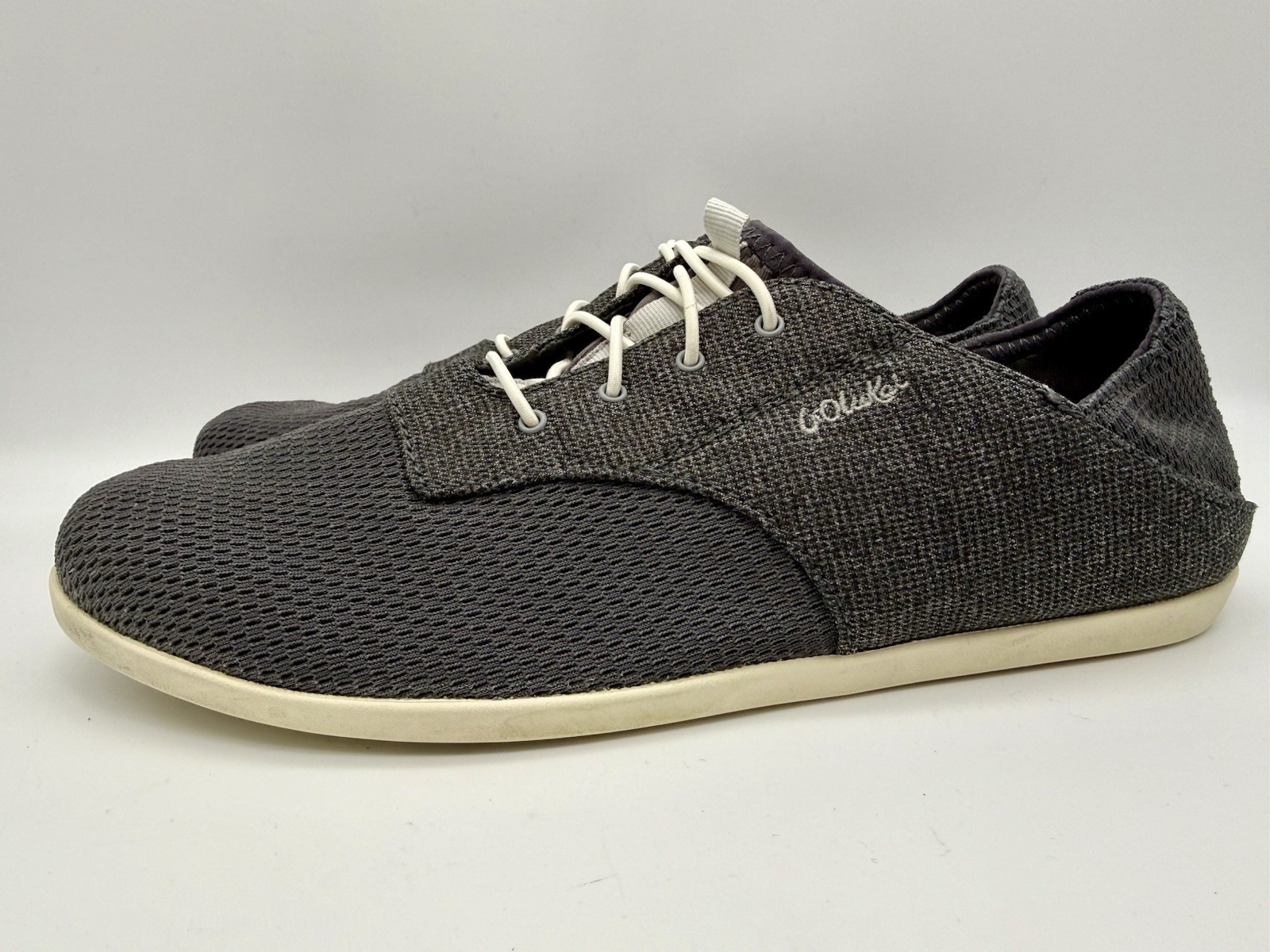 OluKai Women’s US 10 EU 40 Waialua Lace Pavement Gray Fabric Sneakers Drop Heel