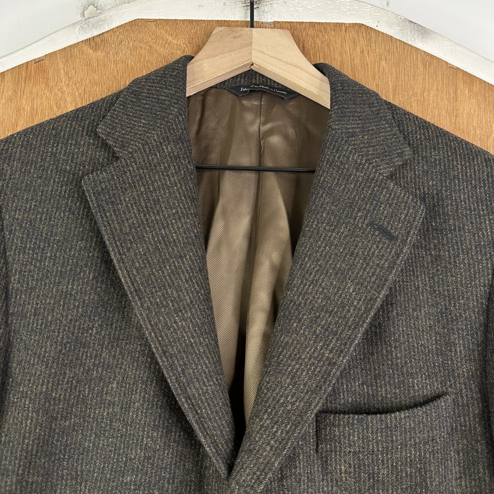 Samuelsohn Blazer Mens 40L Brown Tweed 3 Button Notch Lapel Wool Sport Jacket