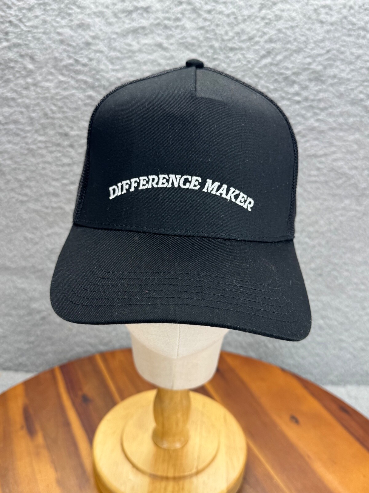 Difference Maker Otto One Size Trucker Mesh Adjustable Black Snapback Hat Cap