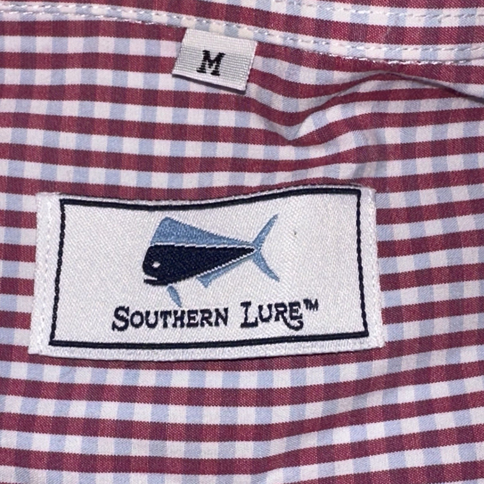 Southern Lure Shirt Mens Medium Long Sleeve Gingham Checked