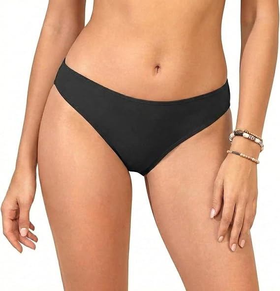 (M) Solid Classic Bikini Bottom Full Coverage Swimsuit Briefs Swim – Bottom Only