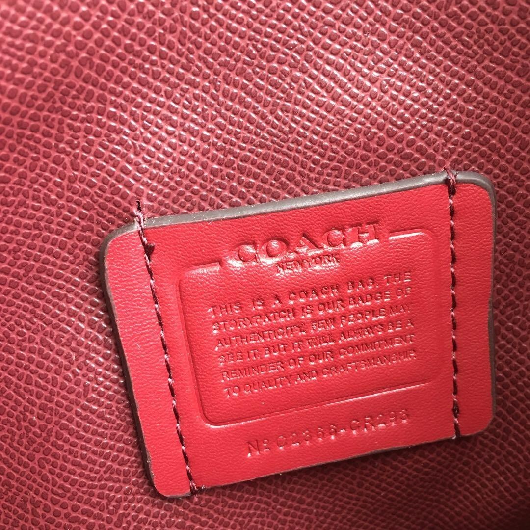 COACH CR293 Mollie Tote 25 2way Shoulder Bag Canvas Leather Cherry Pink Outlet