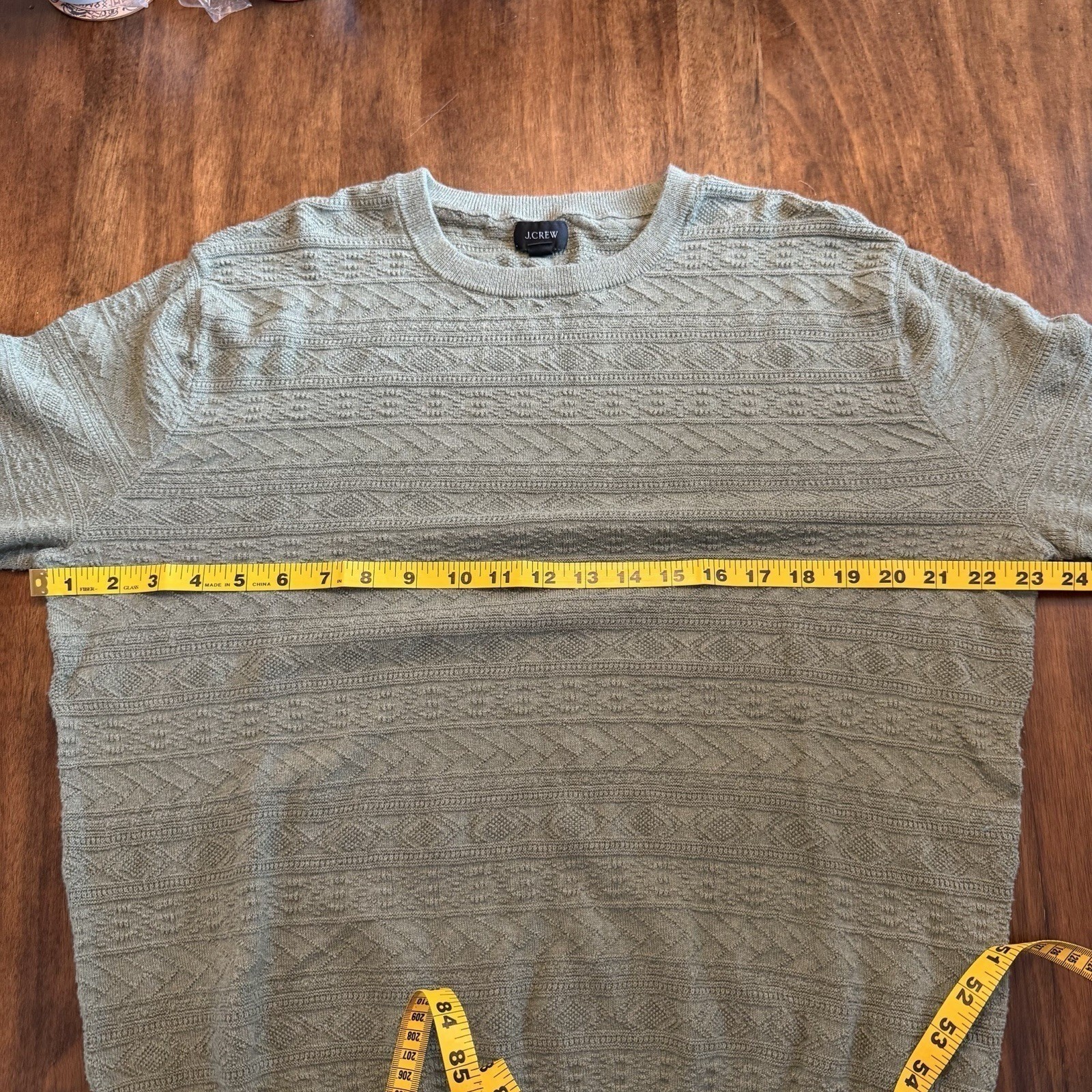 J Crew Sweater Mens M Green Cotton Guernsey Knit Pullover Crewneck Normcore
