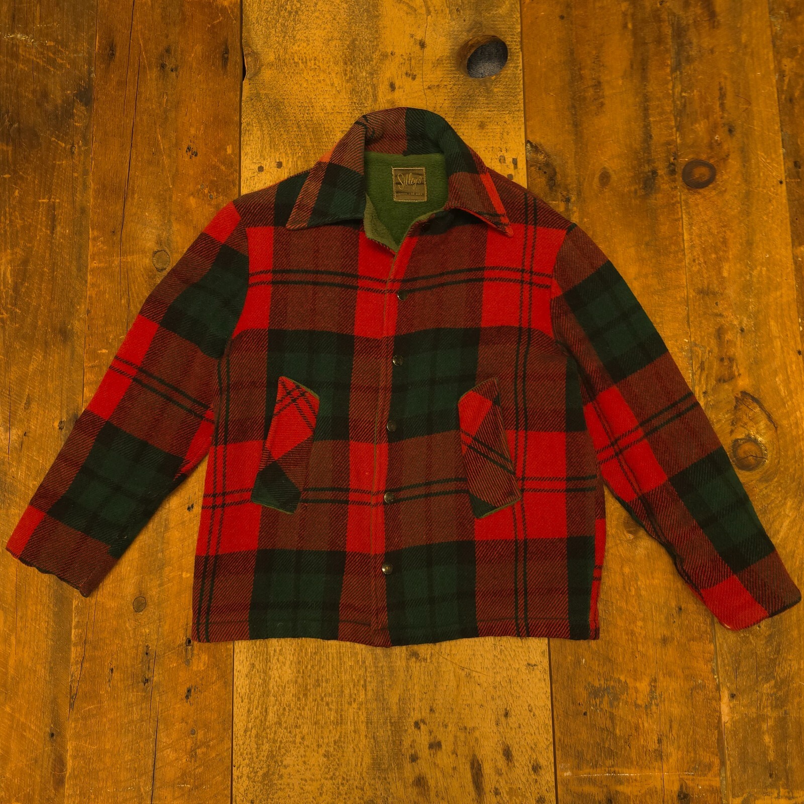 Vintage Sibleys of Rochester Outerwear Plaid Wool Snap Jacket Coat Small 1950s