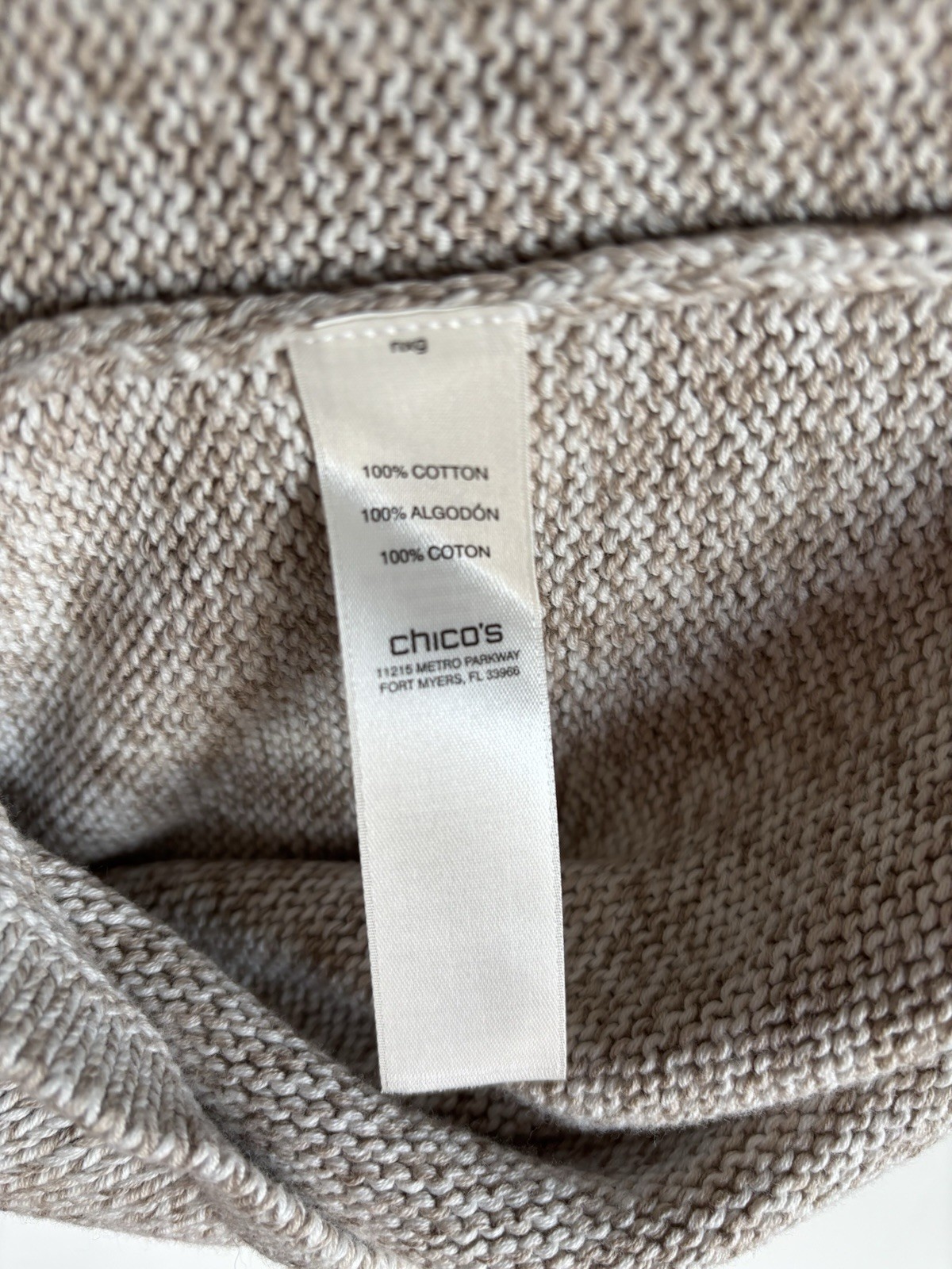 Chico’s Women’s Size 2 Pullover Spacedye Summer Marbled Boat NK Rocky MT Taupe