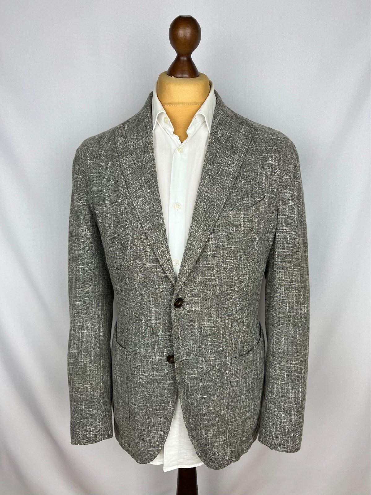 LBM1911 (Mantova) Amazing Gray Textured Wool-Blend Unlined Sport Coat 42US52IT