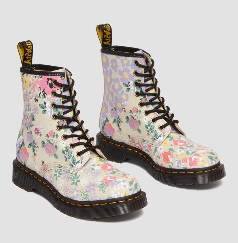 Dr. Martens 1460 Women’s Floral Multicolor Leather Lace-Up Combat Boots Sz 10