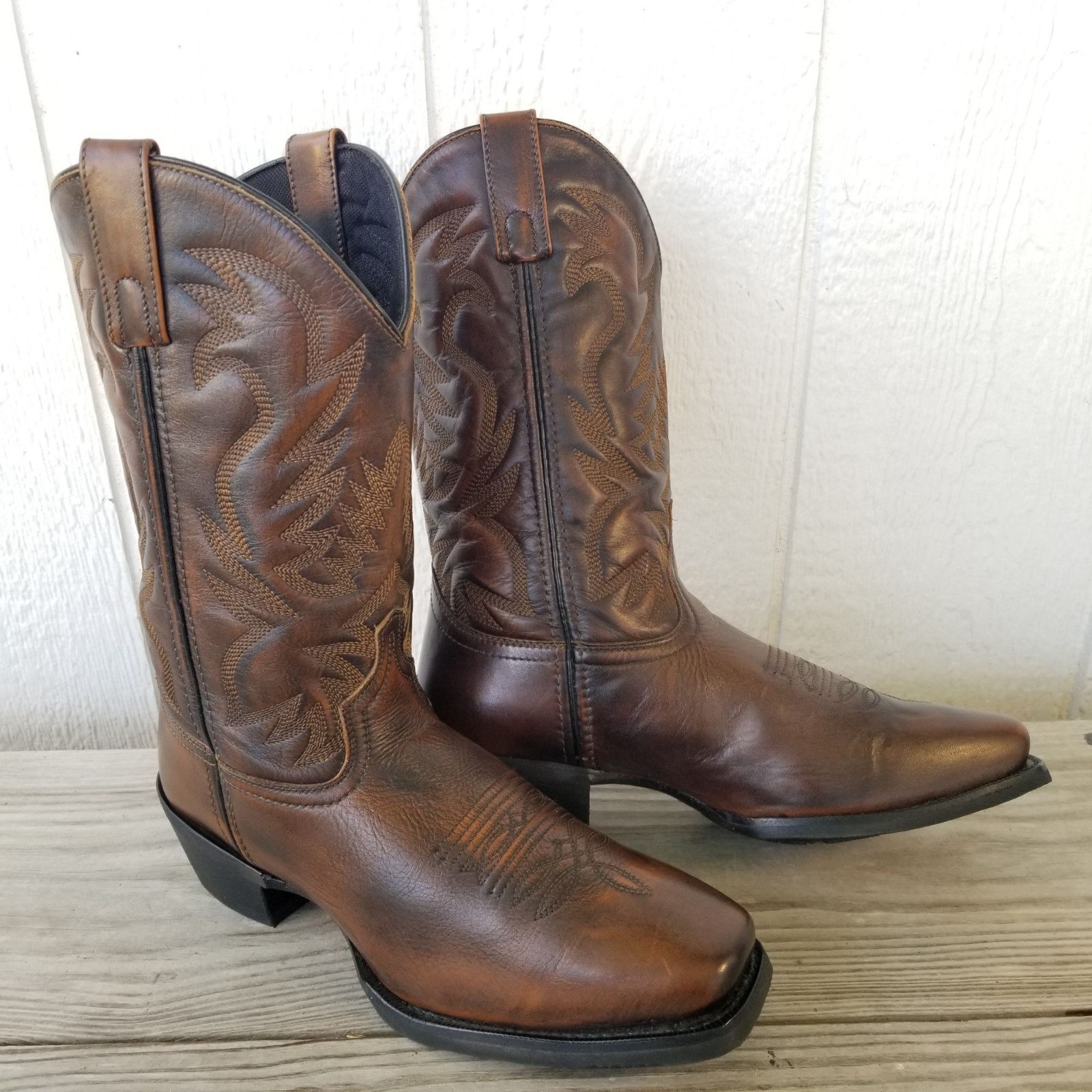 Laredo Lawton Mens Mahogany Brown Leather Western Performance Boots 9 D 68444