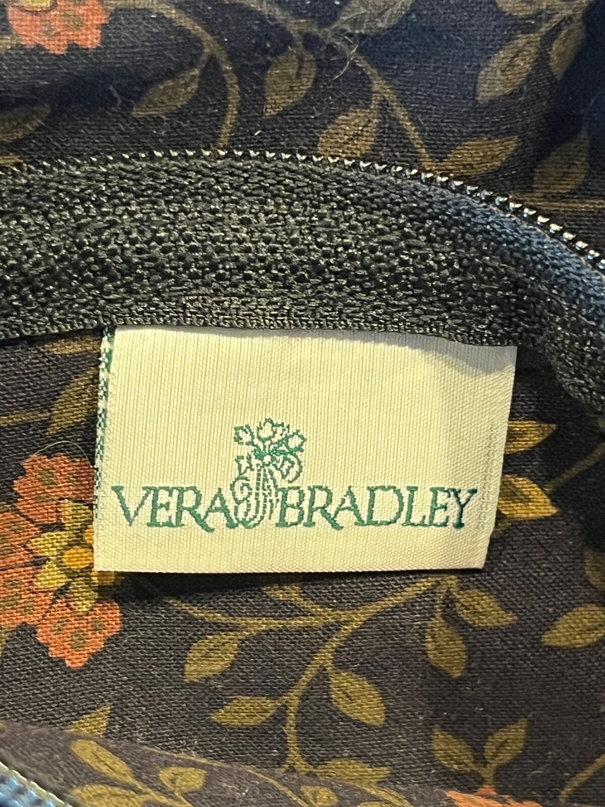 Vera Bradley Vintage Crossbody Organizer Black Walnut Wallet with Strap 1999 US