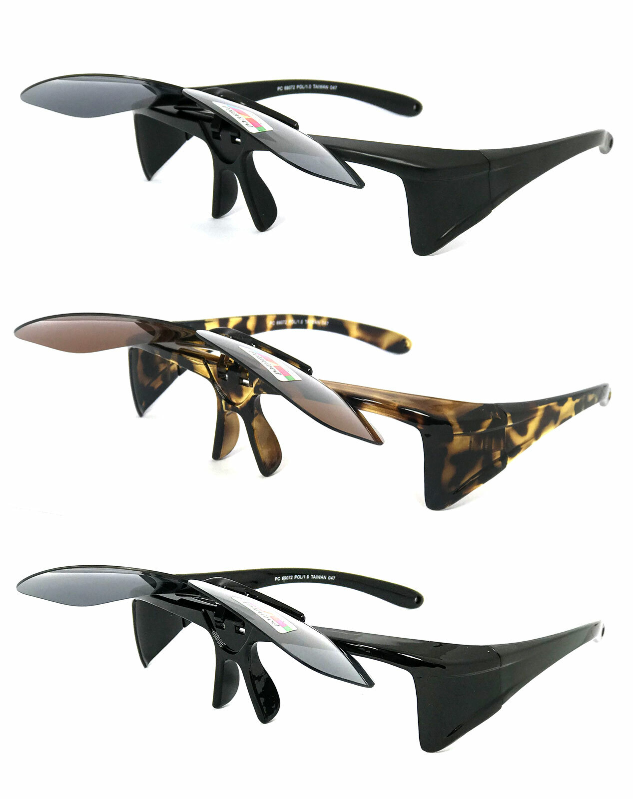 Flip Up Fit Over Sunglasses Polarized Lens Over PRESCRIPTION GLASSES UV400