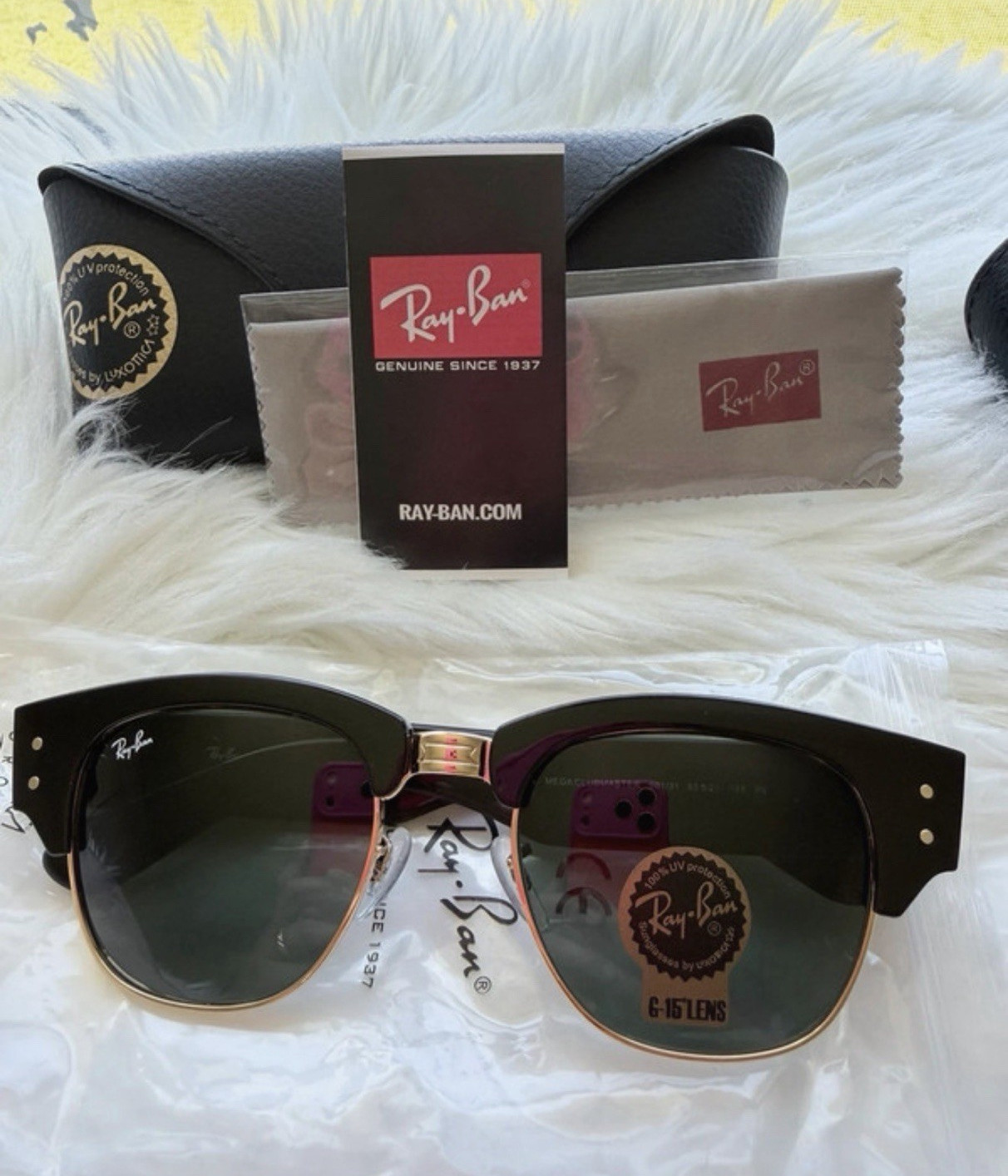 Ray-Ban Mega Clubmaster RB0316-S 901/31 Black Frame Green Tinted Lens