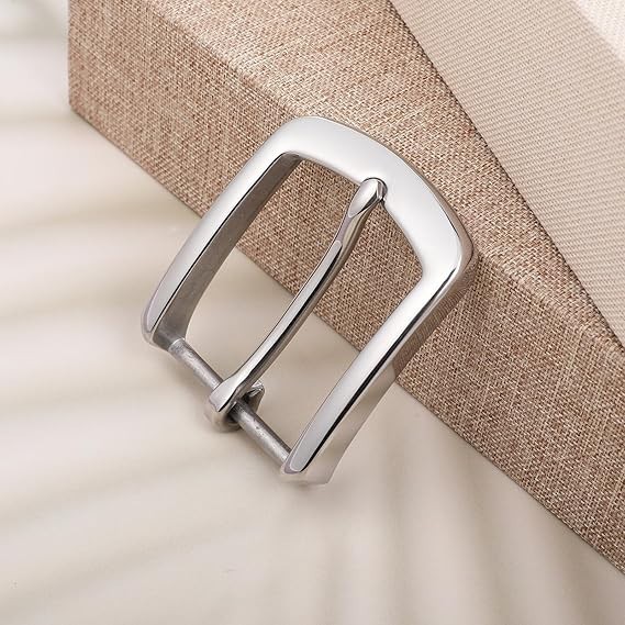 Silver Belt Buckle, 1.5 Inch Belt Buckles for Men, Stainless Steel Single Prong