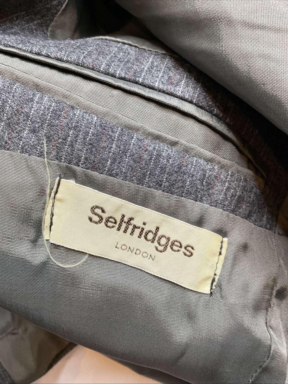 Selfridges Blazer Hugo James Size 44 S Gray Pinstriped Wool Made In England