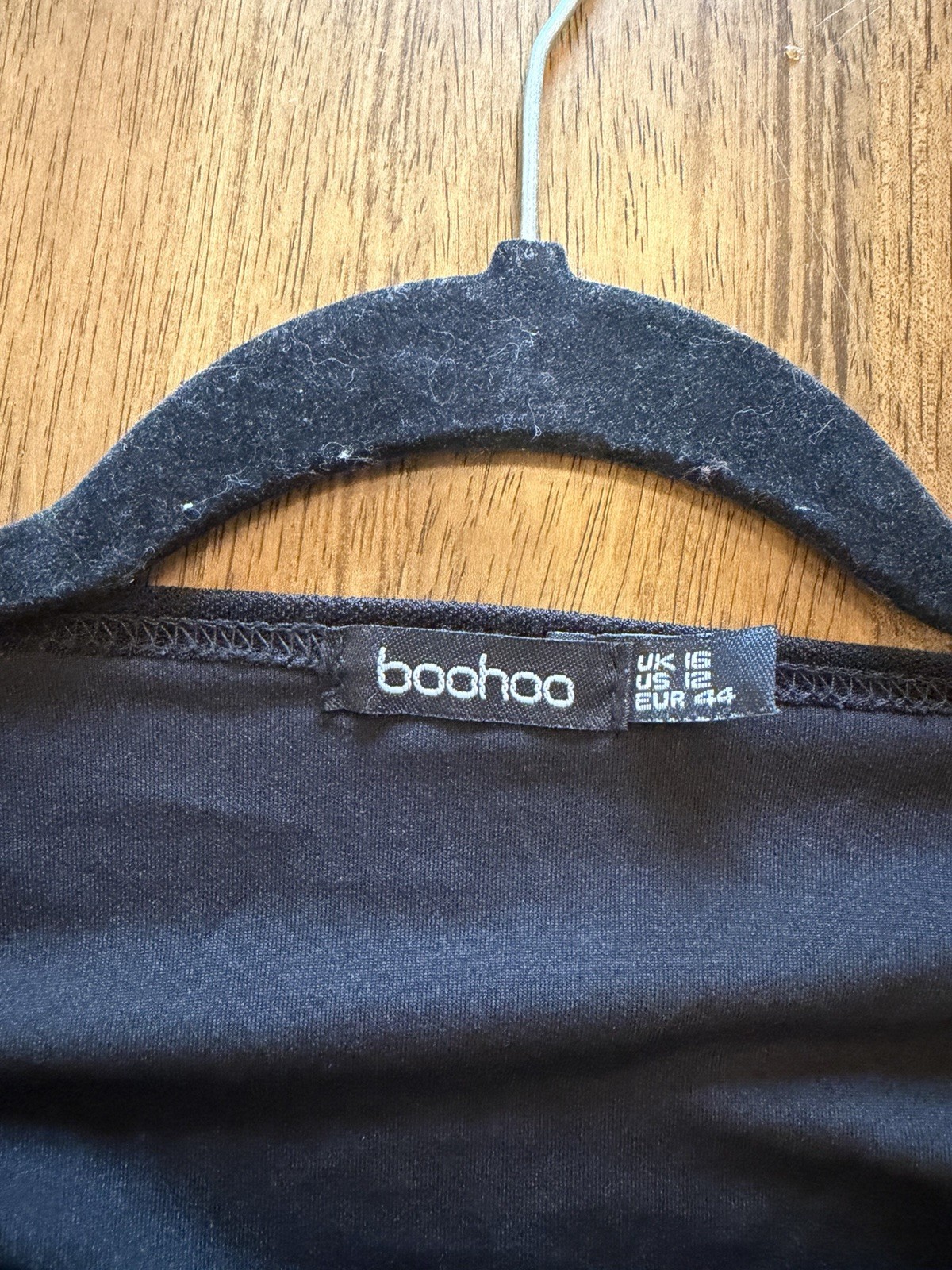 boohoo Black Long Sleeve Wrap V-Neck One-Piece Bodysuit US 12 Solid