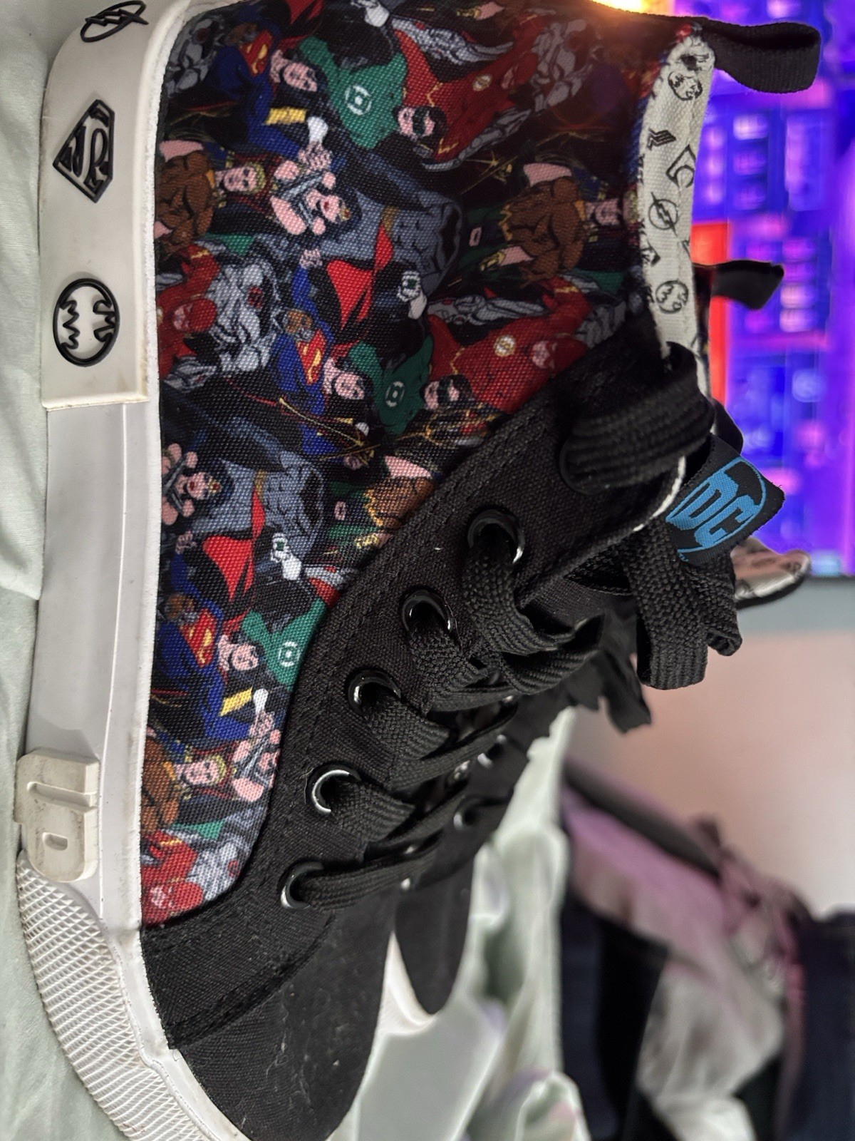 DC Batman & Superman Comic Print High Top Canvas Sneakers Black Multicolor
