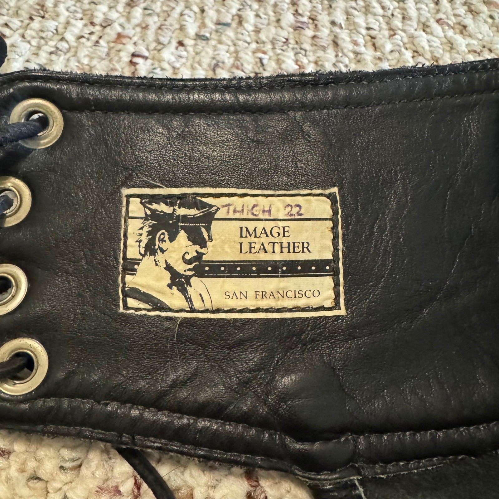 Vintage Image Leather San Francisco Black Leather Motorcycle Chaps Adjustable