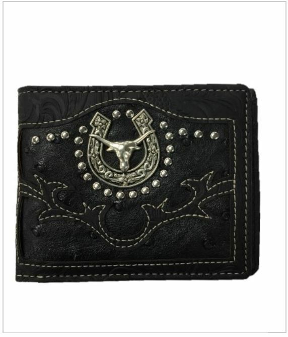 Long Horn Mens Wallet Western Bifold Style W070-6 Black